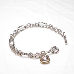 David Yurman two-tone heart charm bracelet